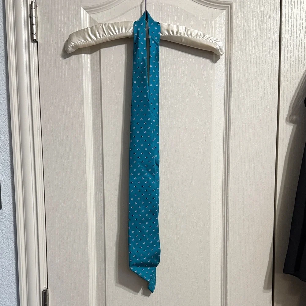 💙💖Vintage‎ Christian Dior Turquoise Paisley Pattern Silk Tie Luxury Old Money